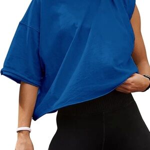 Blue Oversized Cropped Tshirt